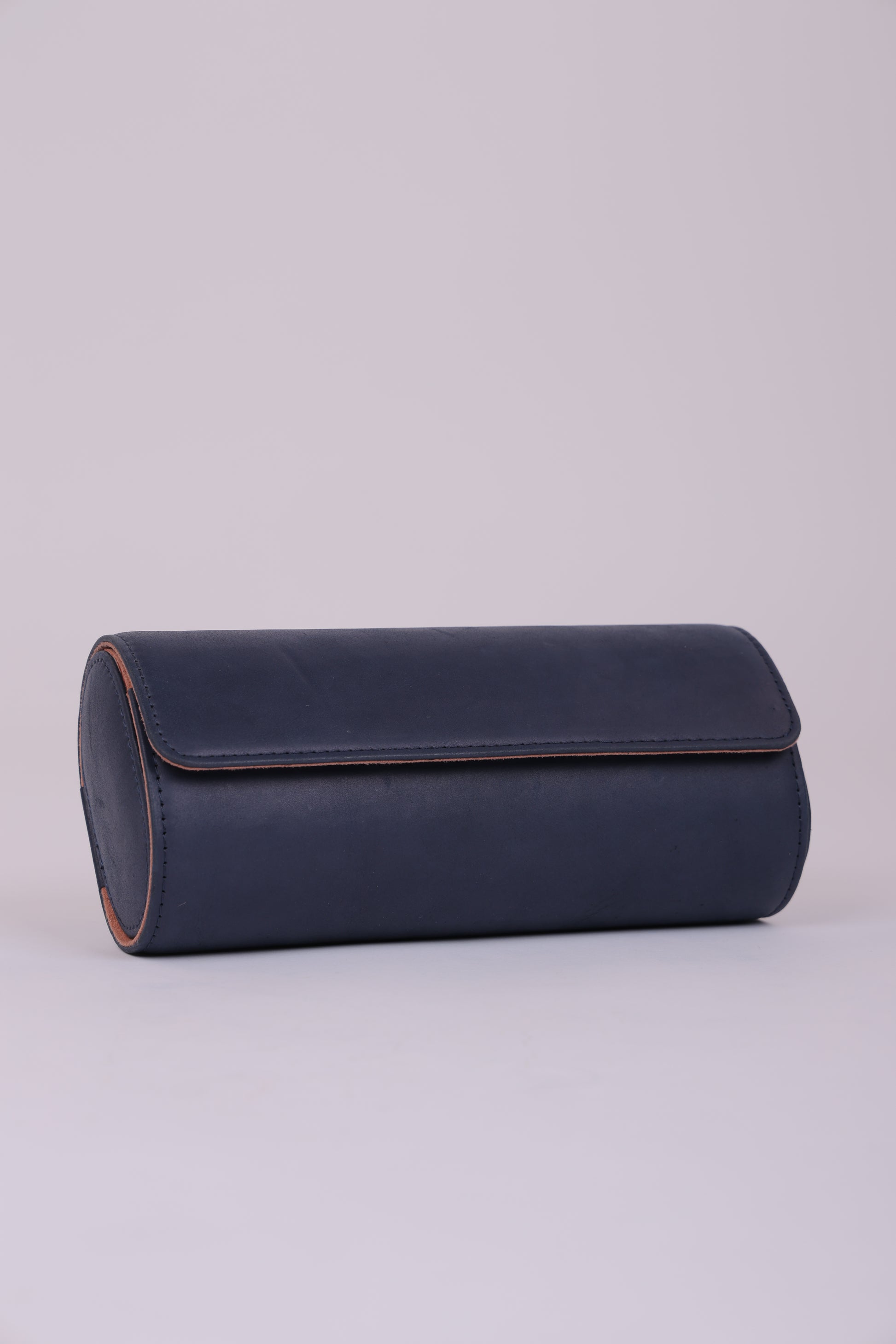 Navy & Salmon 3-Slot Watch Roll