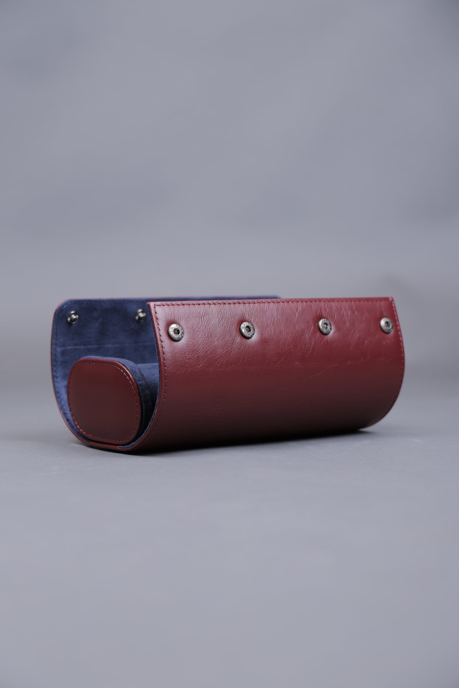 OXBLOOD LEATHER WATCH ROLL- 3 SLOT