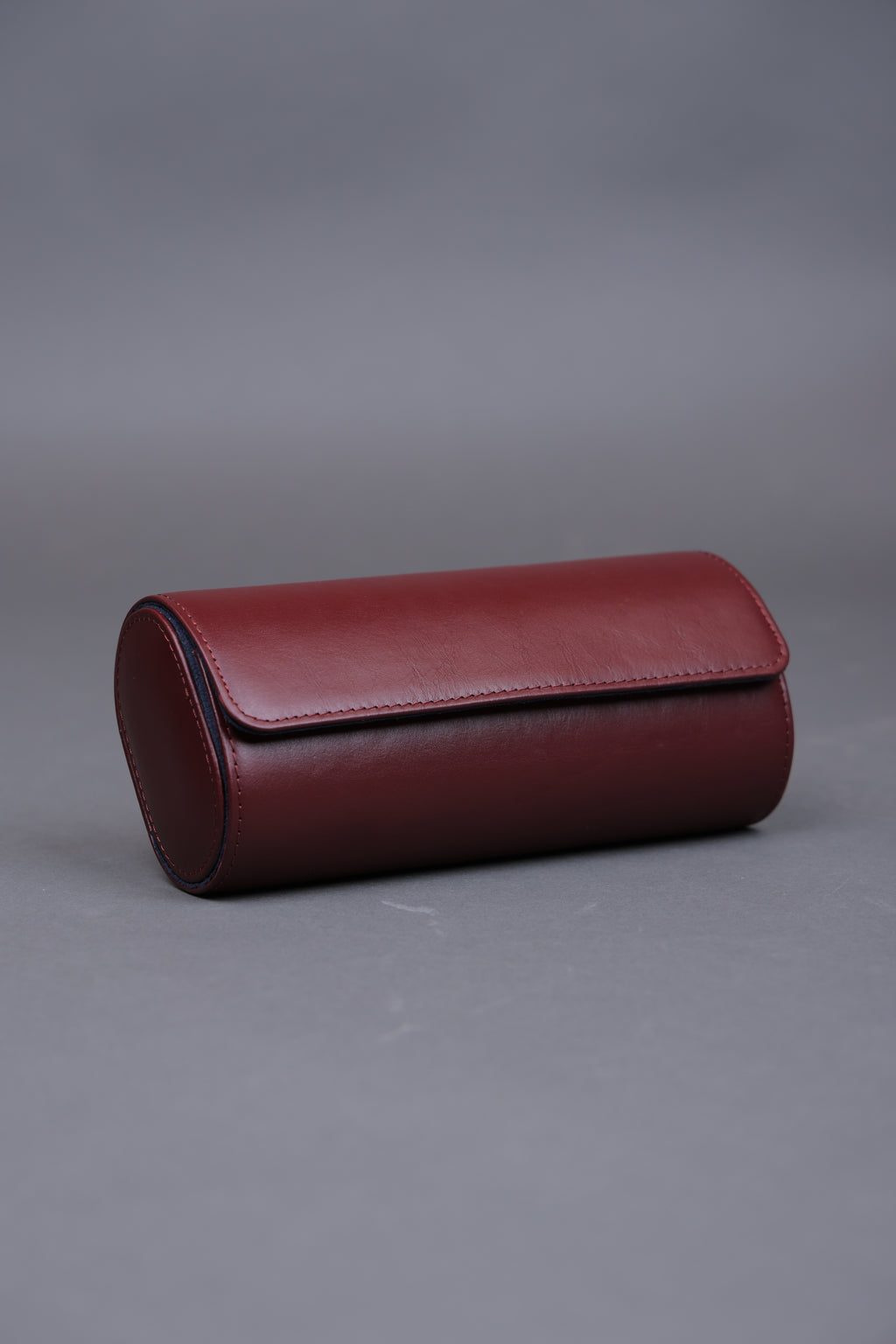 OXBLOOD LEATHER WATCH ROLL- 3 SLOT