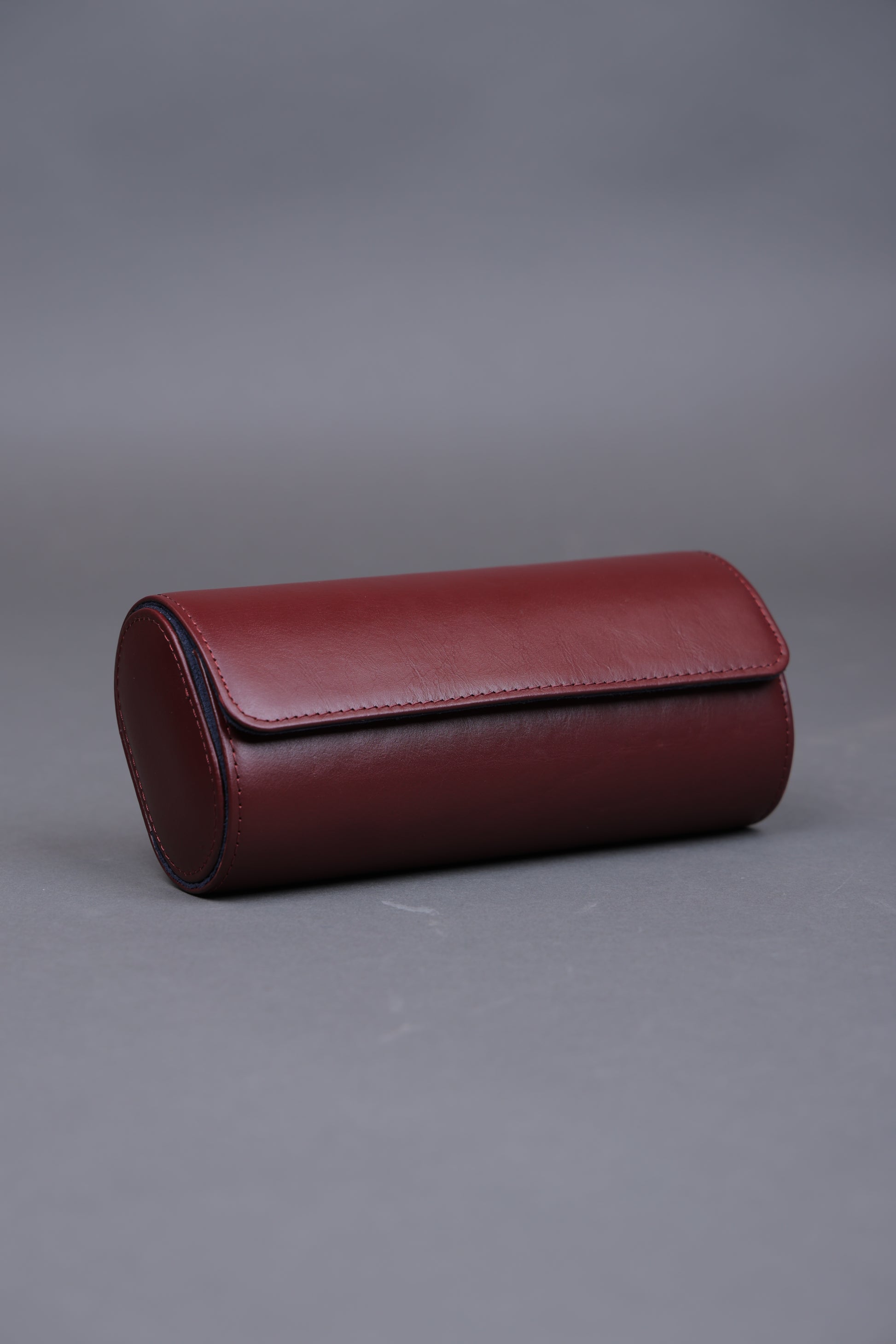 OXBLOOD LEATHER WATCH ROLL- 3 SLOT