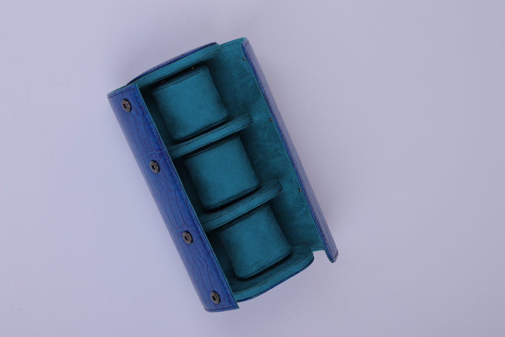 OCEAN BLUE CROCO WATCH ROLL- 3 SLOT