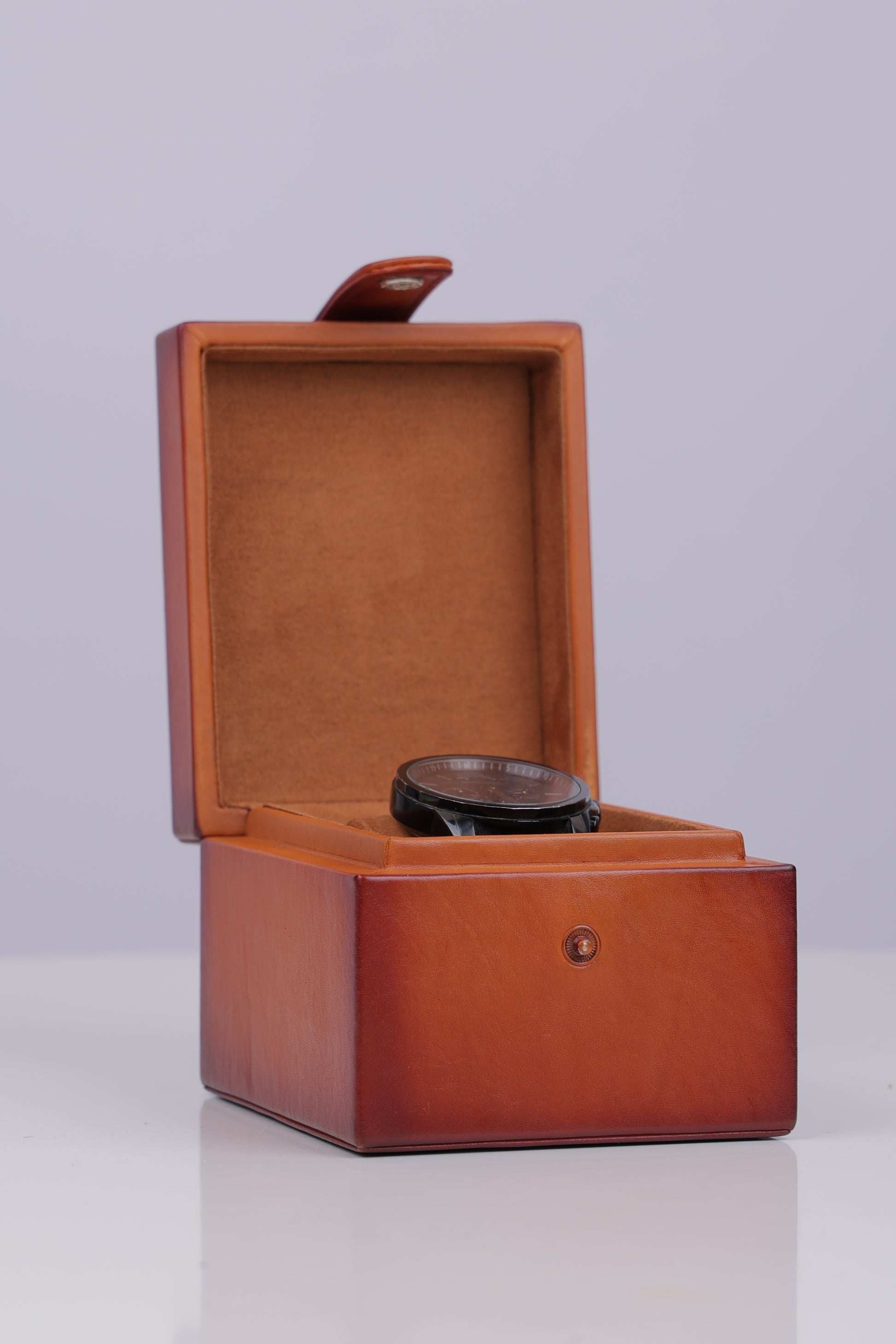 TAN PATINA WATCH BOX- 1 SLOT