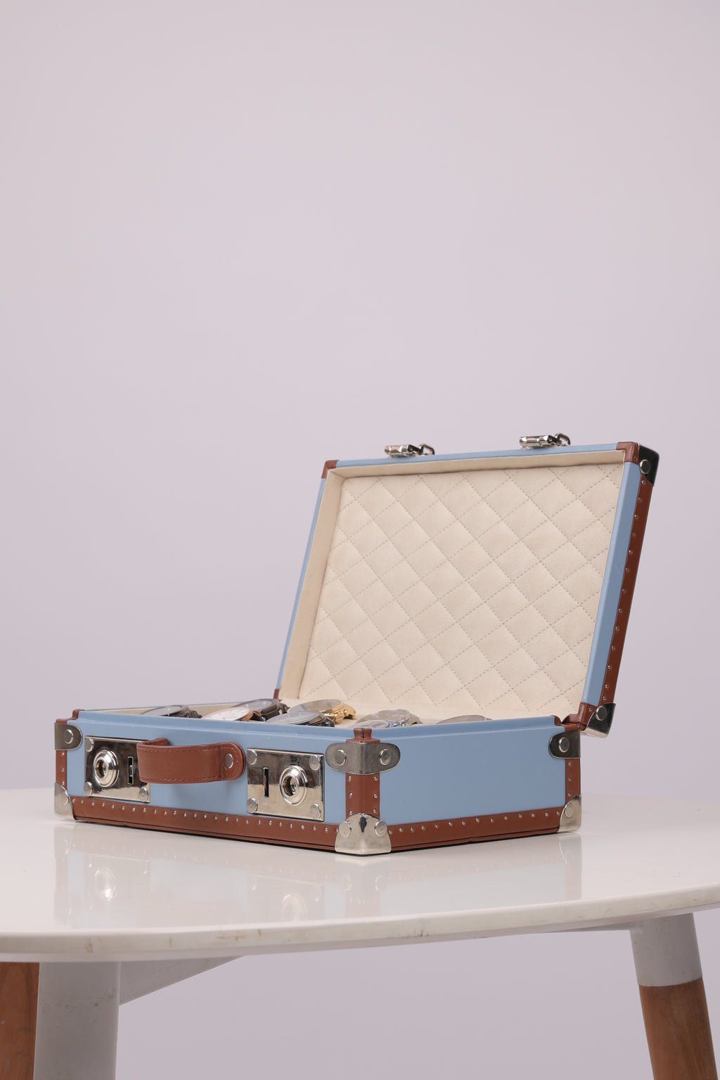 SKY BLUE VINTAGE TRAVEL BOX- 8 SLOTS