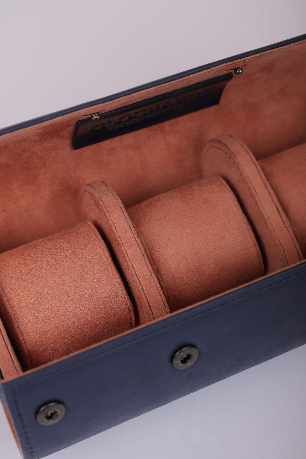 Navy & Salmon 3-Slot Watch Roll
