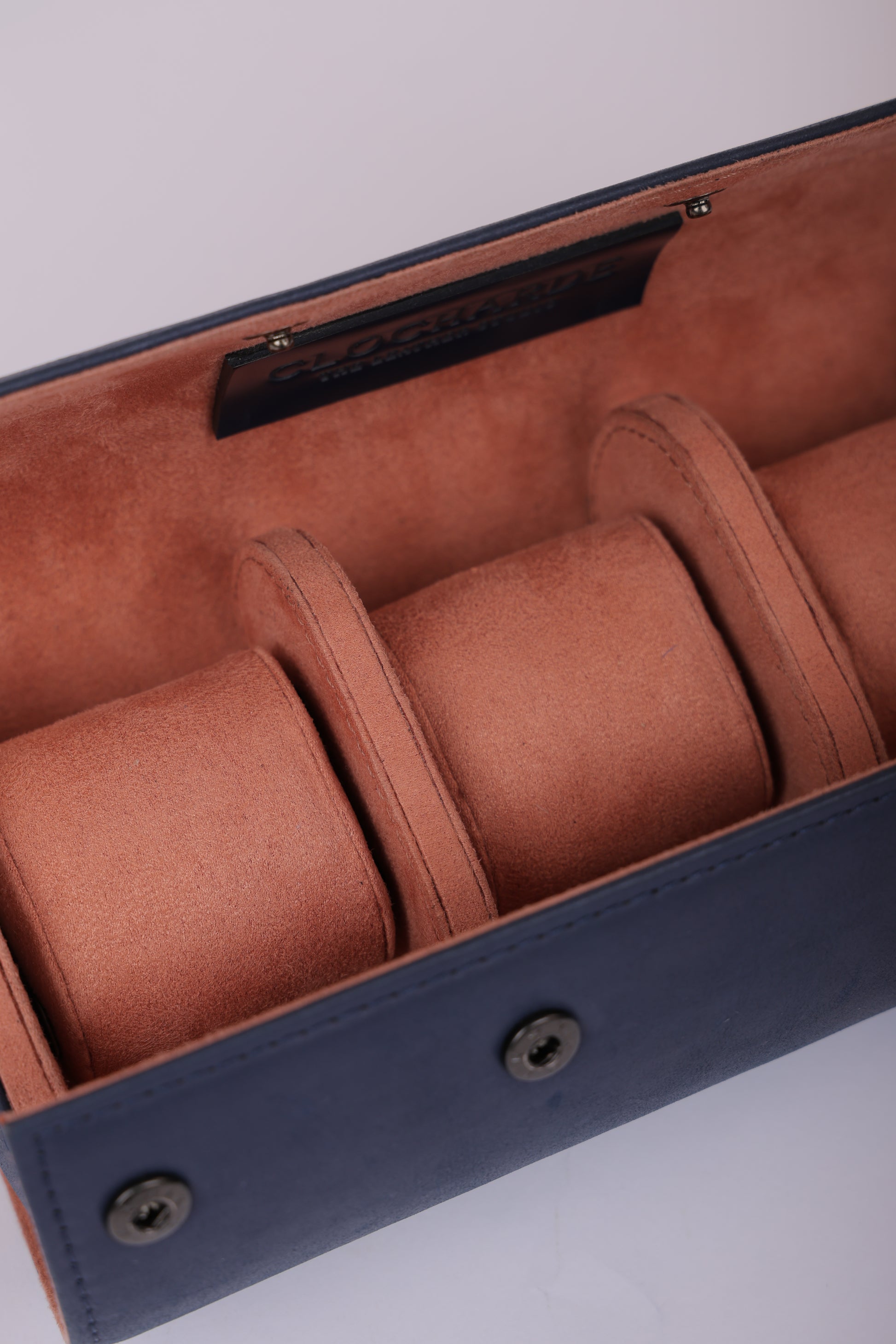 Navy & Salmon 3-Slot Watch Roll