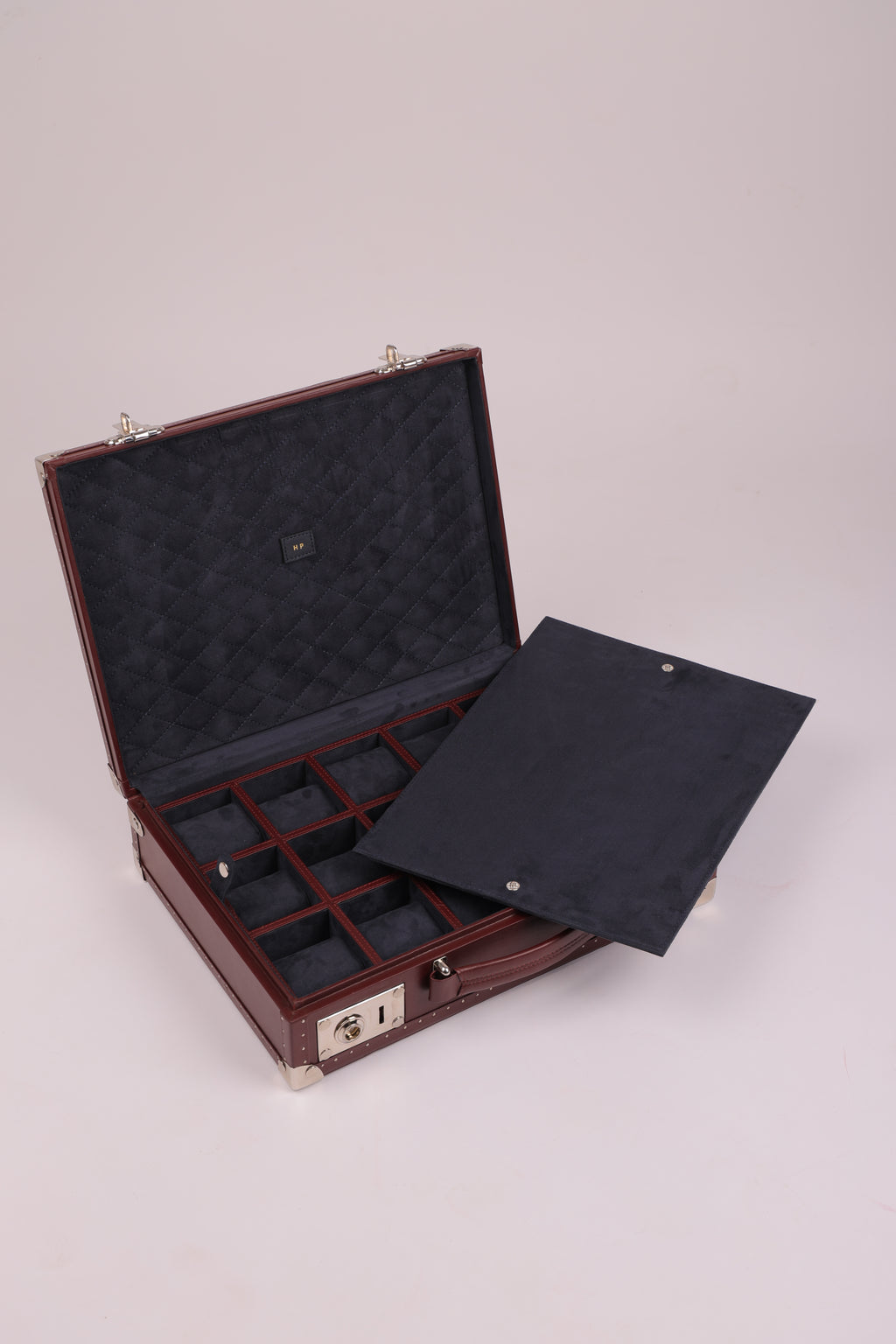 Clocharde Burgundy Leather Watch Trunk – 15 Slot Luxury Storage Case