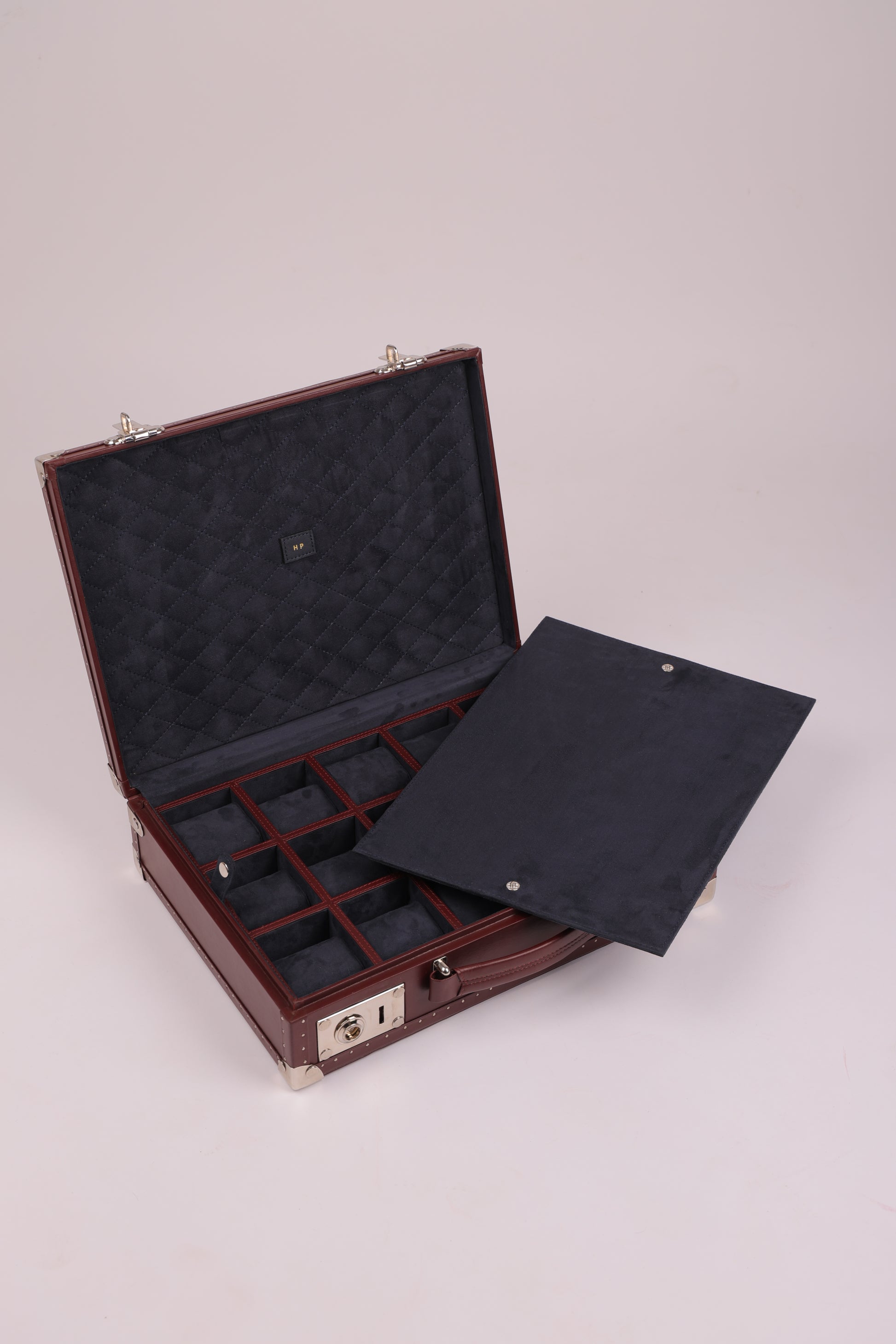 Clocharde Burgundy Leather Watch Trunk – 15 Slot Luxury Storage Case