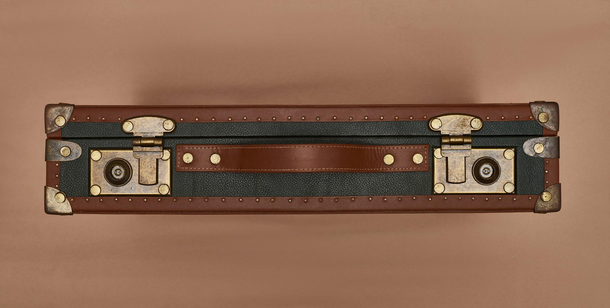 Forest Green Leather 24-Slot Watch Trunk with Brown Suede Interior