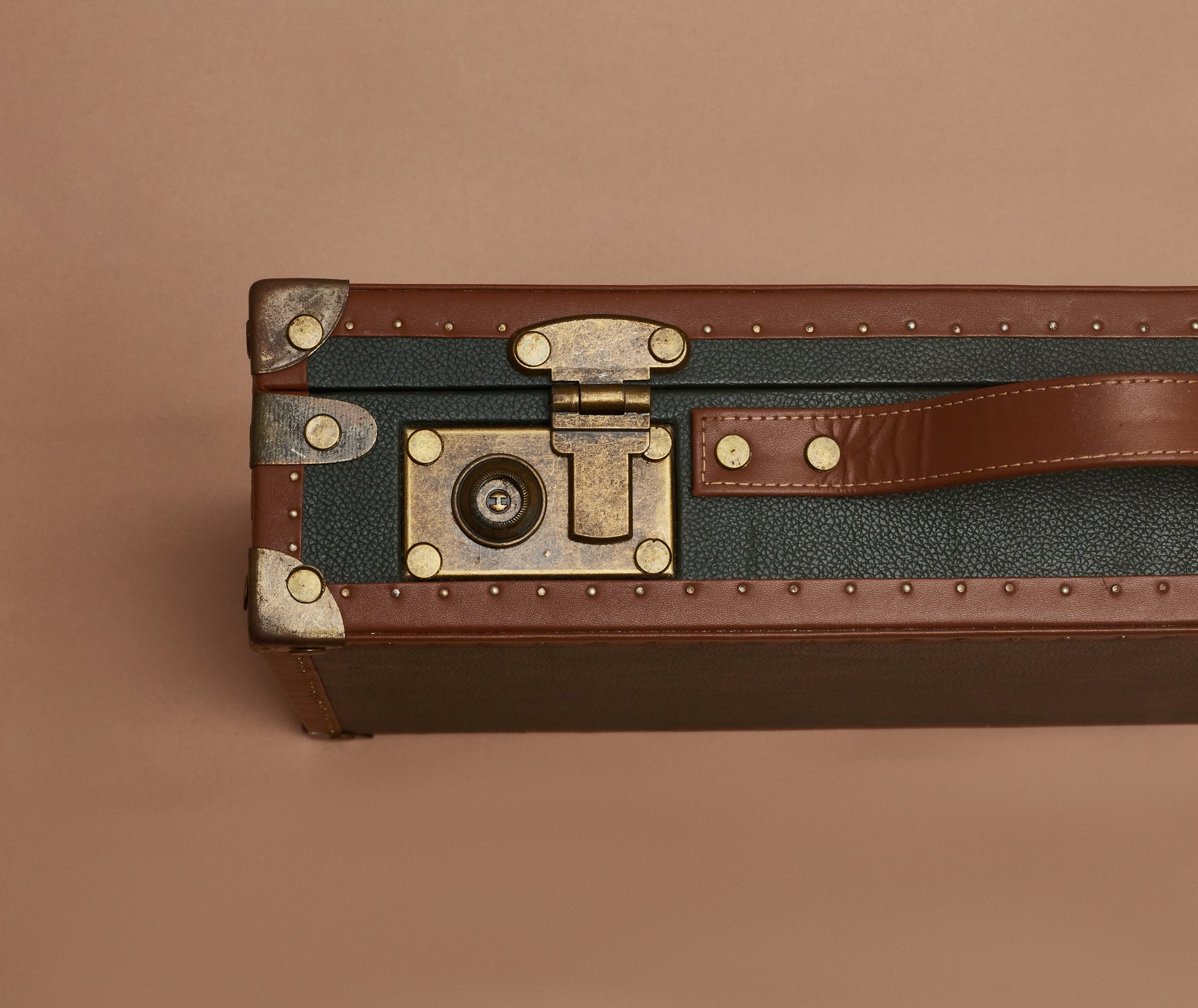 Forest Green Leather 24-Slot Watch Trunk with Brown Suede Interior