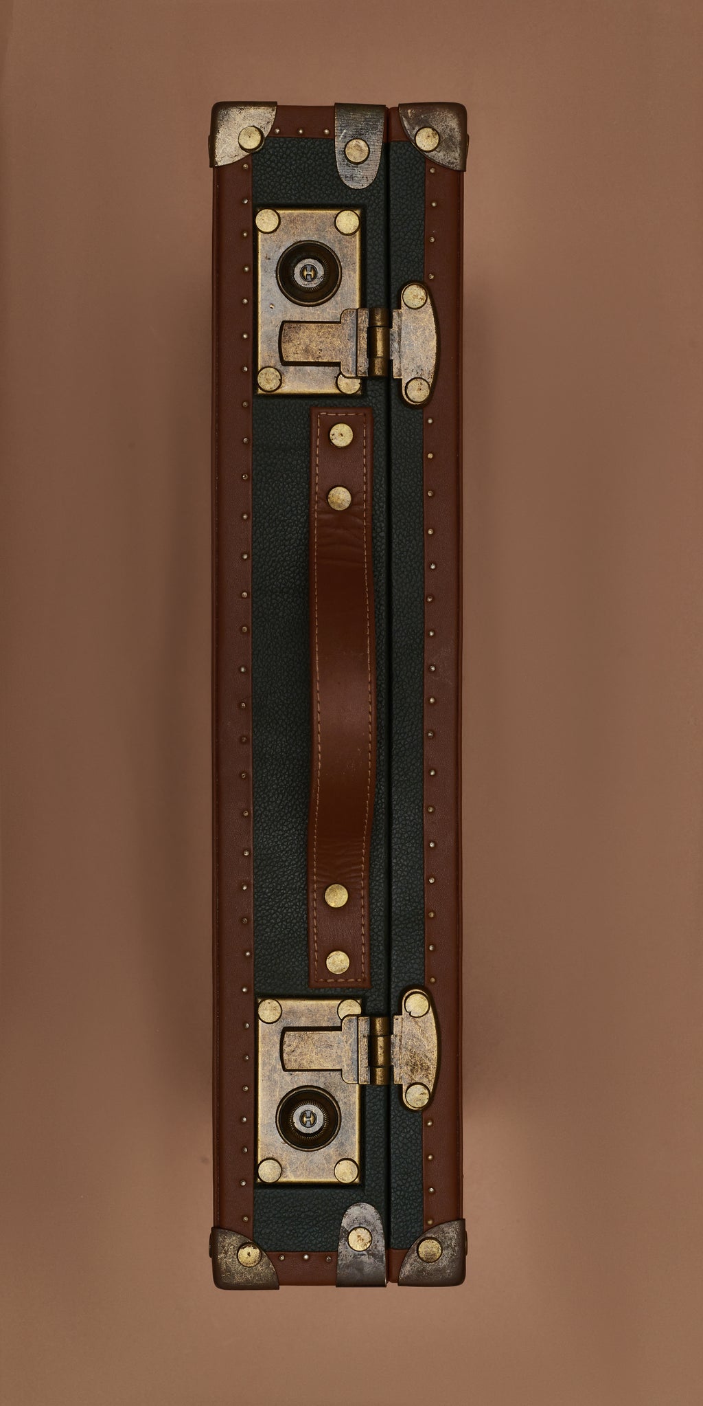 Forest Green Leather 24-Slot Watch Trunk with Brown Suede Interior