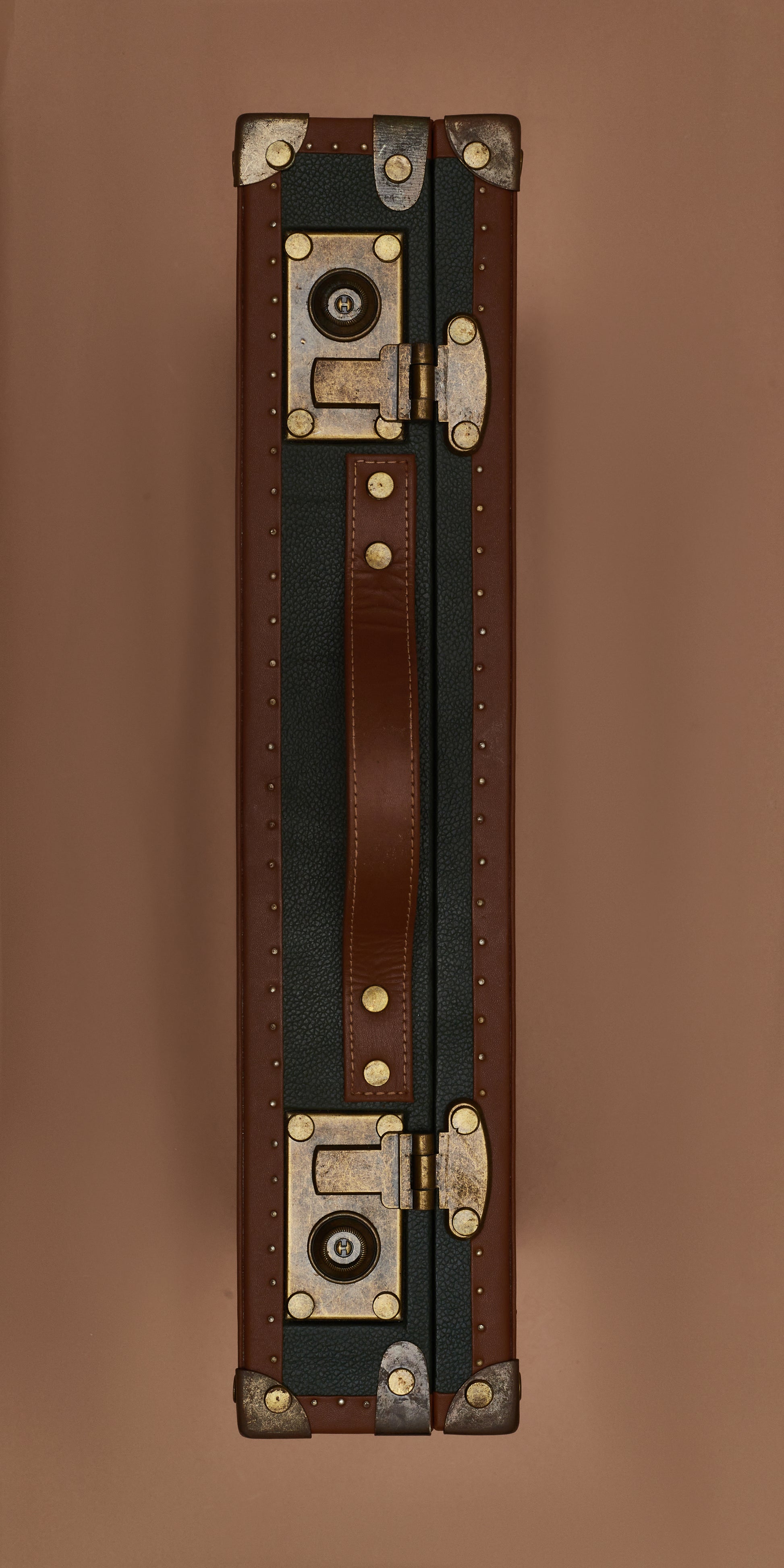 Forest Green Leather 24-Slot Watch Trunk with Brown Suede Interior