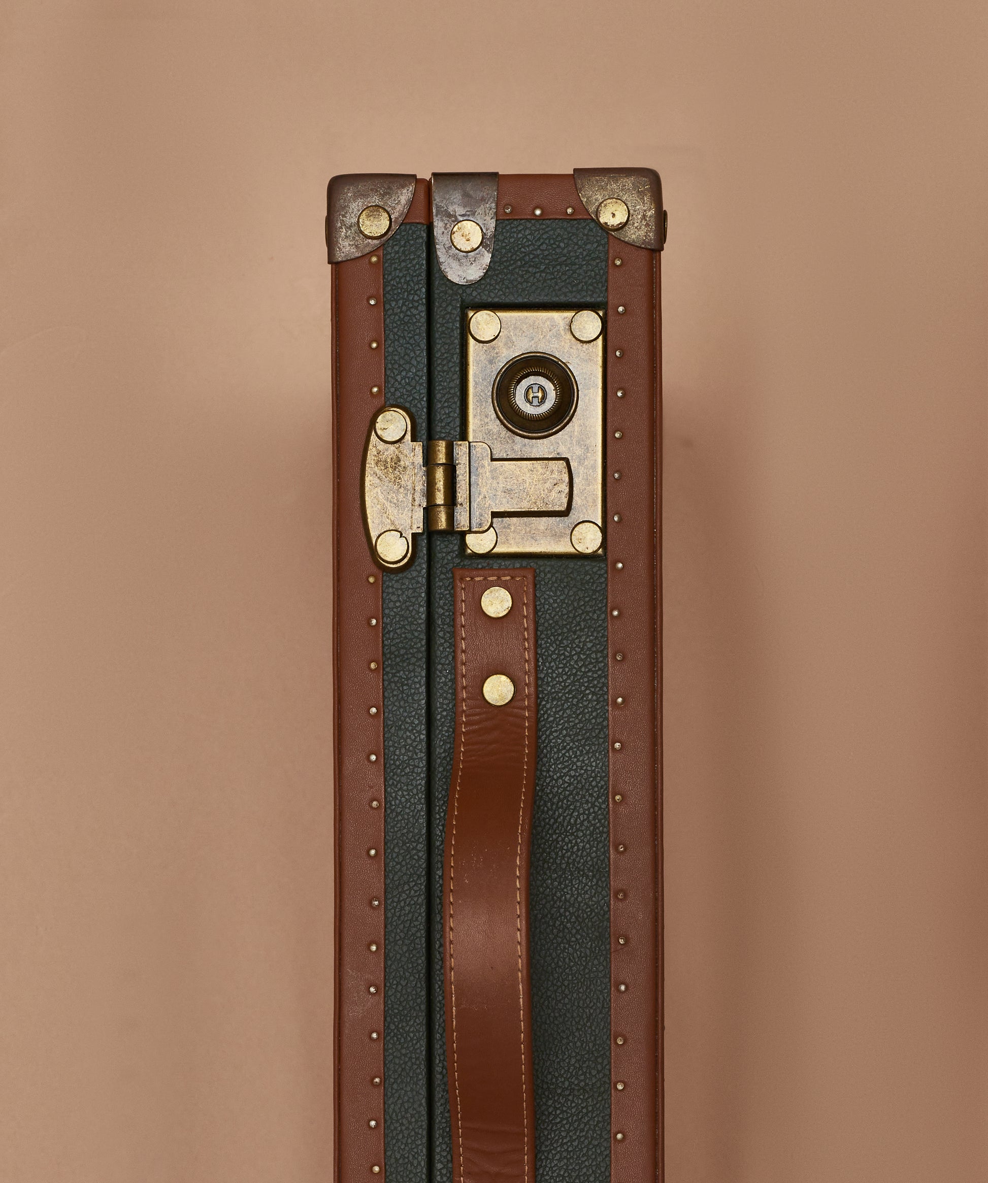 Forest Green Leather 24-Slot Watch Trunk with Brown Suede Interior