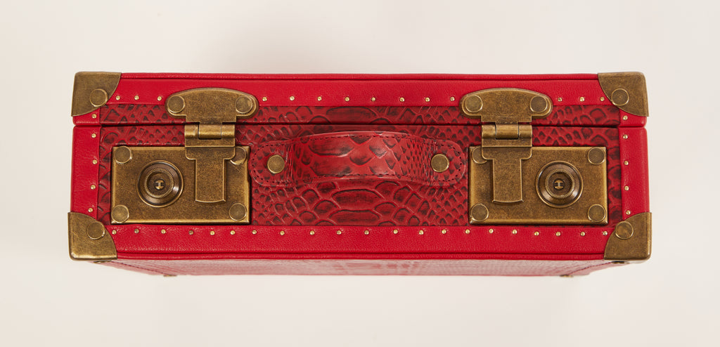 The Scarlet Python – Red Exotic Leather Watch Case-12 slot