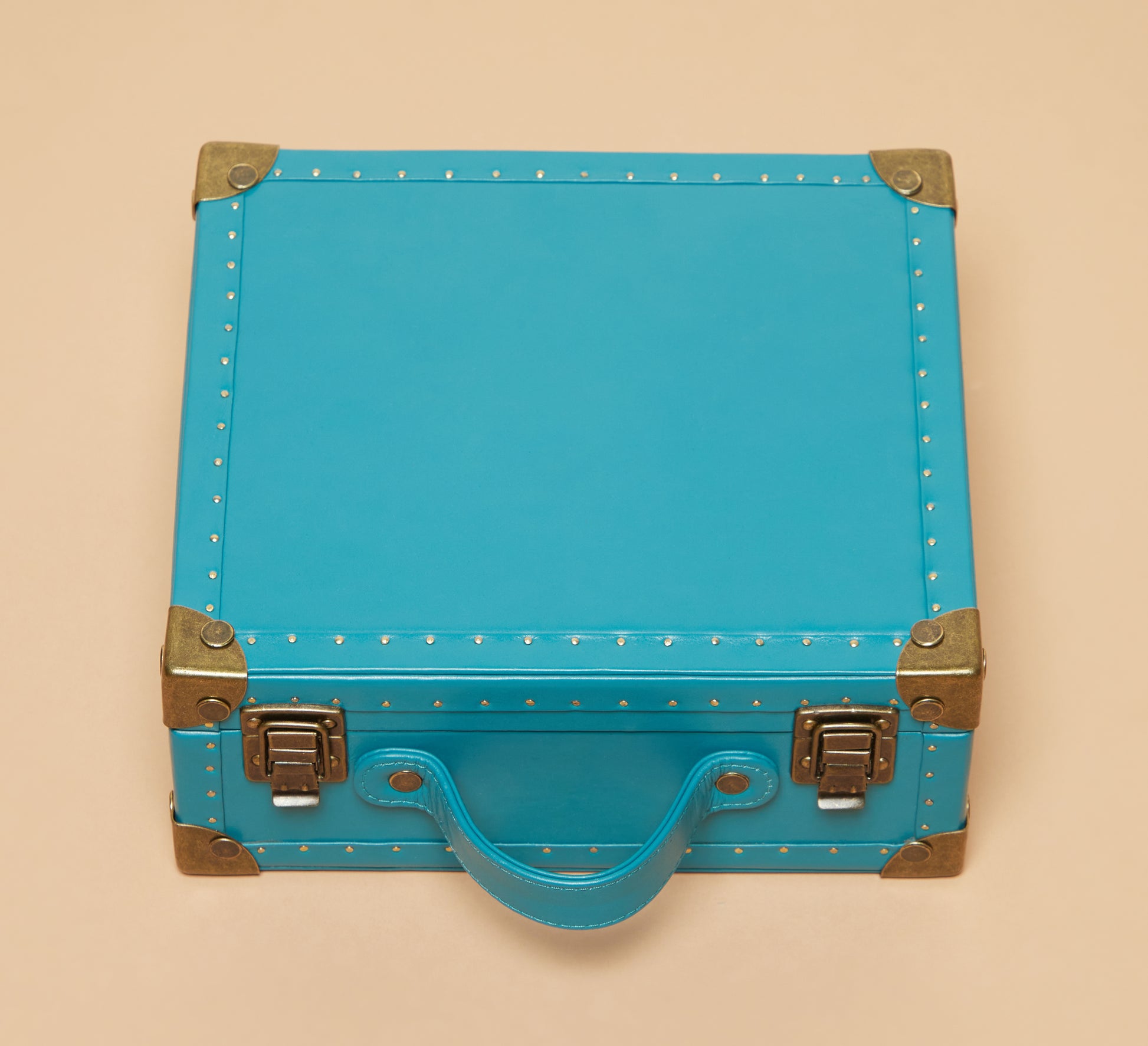 Turquoise Leather 6-Slot Watch Box with Quilted Suede Interior