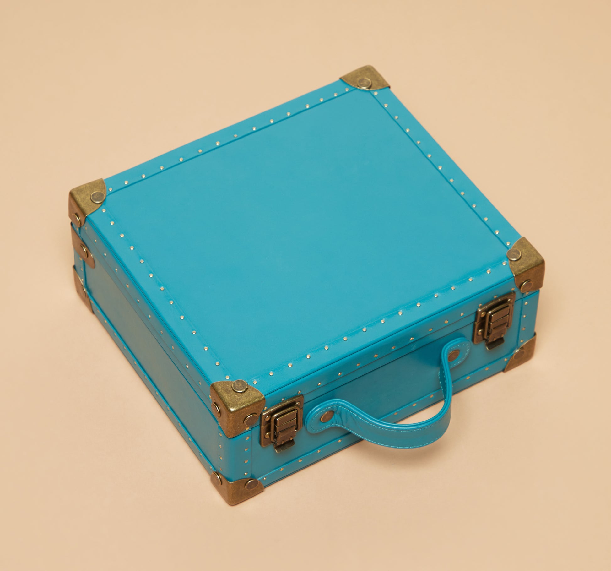 Turquoise Leather 6-Slot Watch Box with Quilted Suede Interior