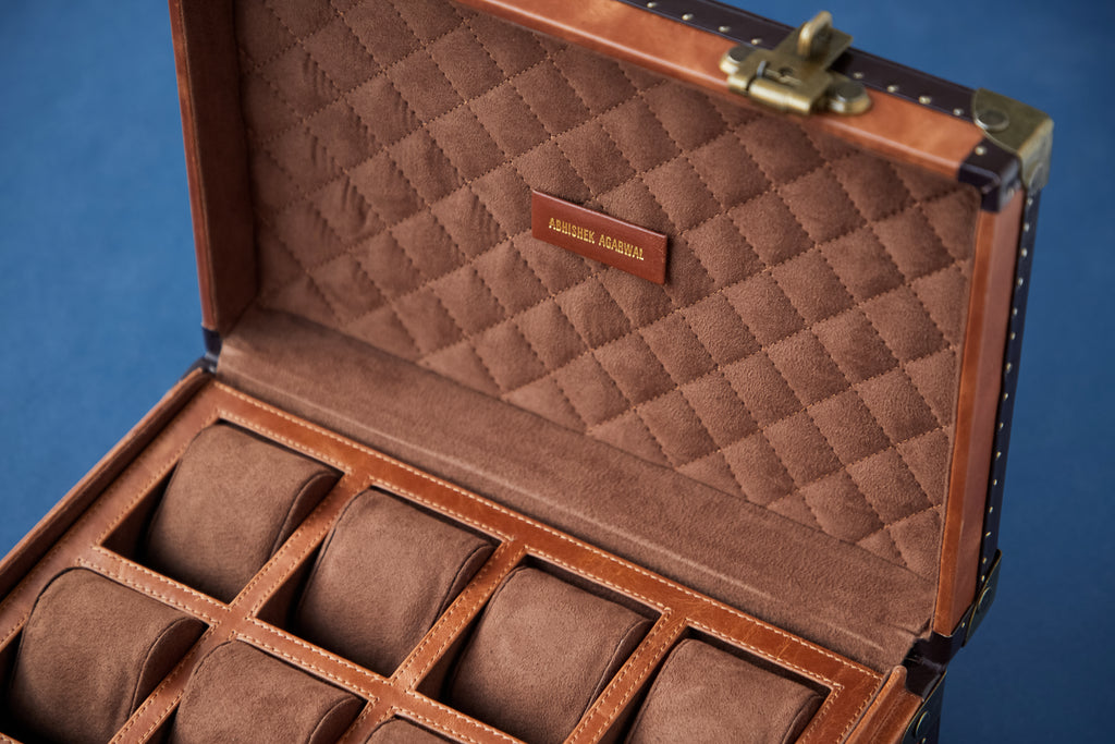 Rust Brown Hide 8-Slot Watch Box