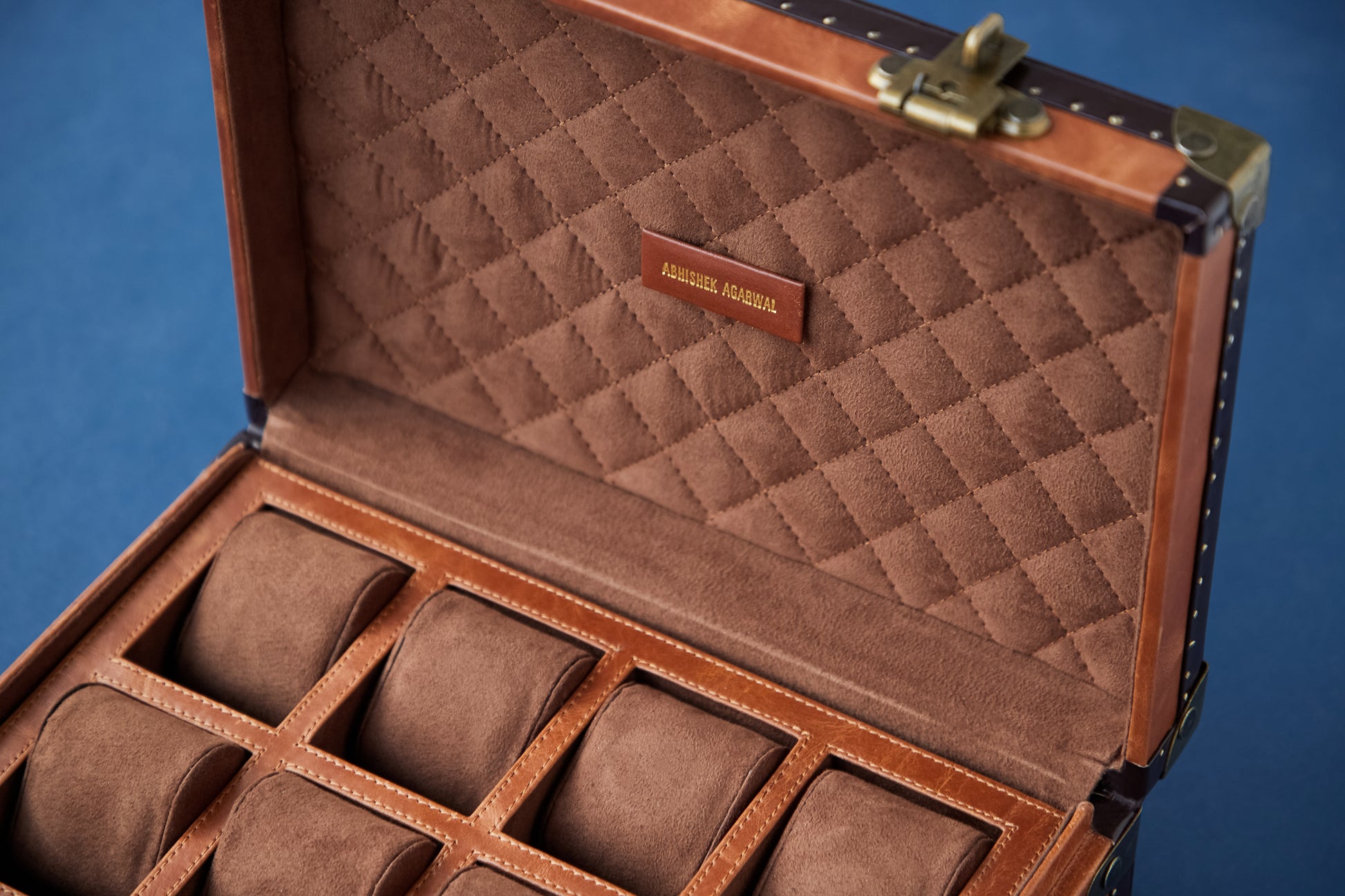 Rust Brown Hide 8-Slot Watch Box