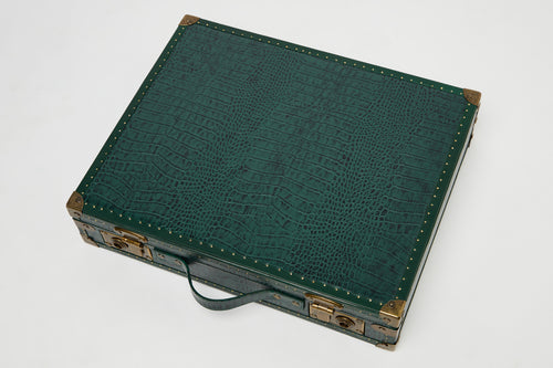 24-Slot Green Croc Leather Watch Box